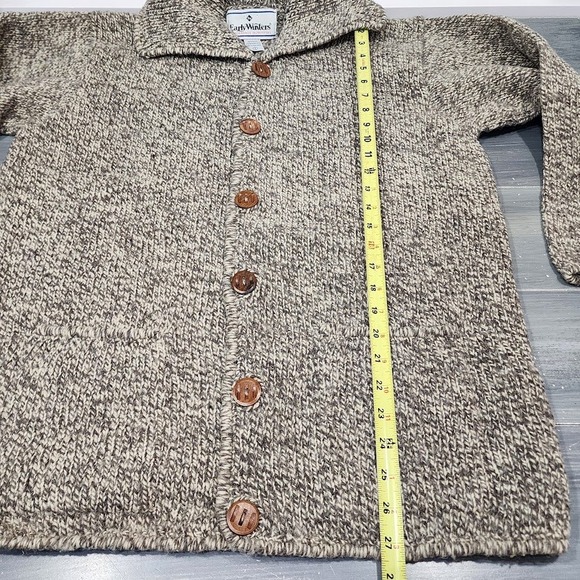 Early Winters Cardigan Sweater 100% Wool Shawl Collar Mens Small Marled Taupe - Picture 8 of 8